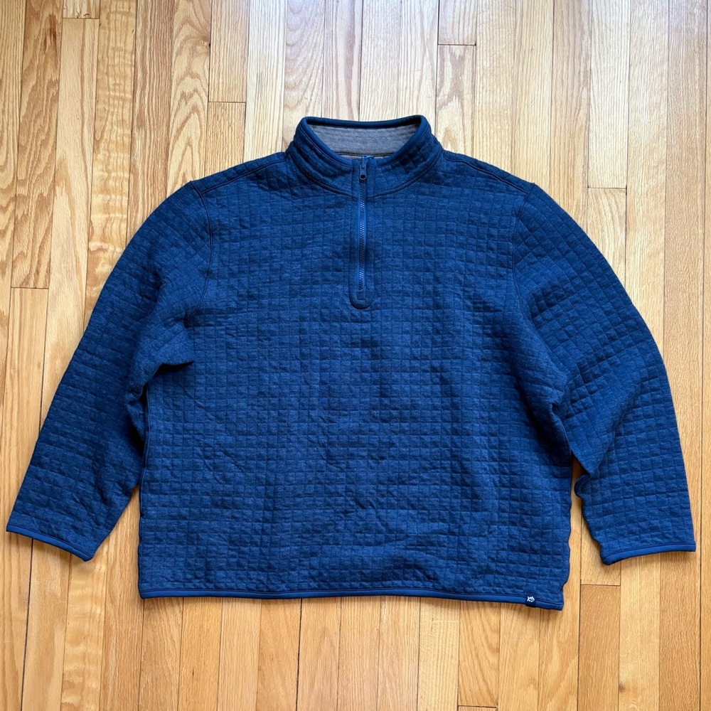 Southern Tide Men’s 1/4 Zip Oak Island Reversible Pullover XL Blue Quilted